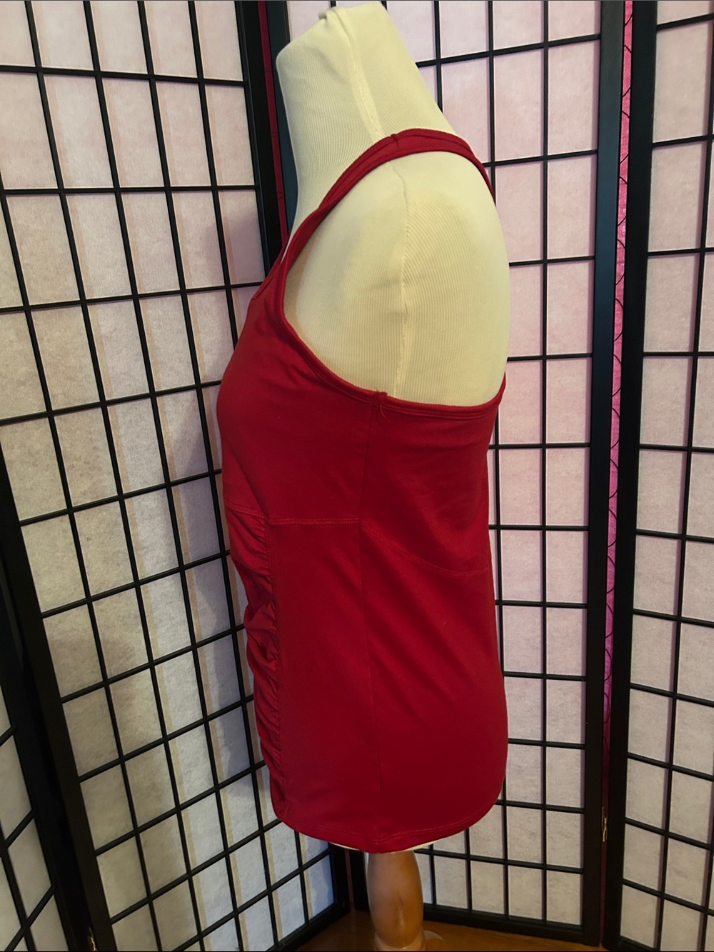 Soybu Red Ruched Racerback Tank Top - Picture 3 of 4